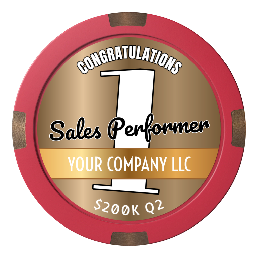 Top Sales Performer Composite & Metal Hybrid Poker Chips - Red - Front