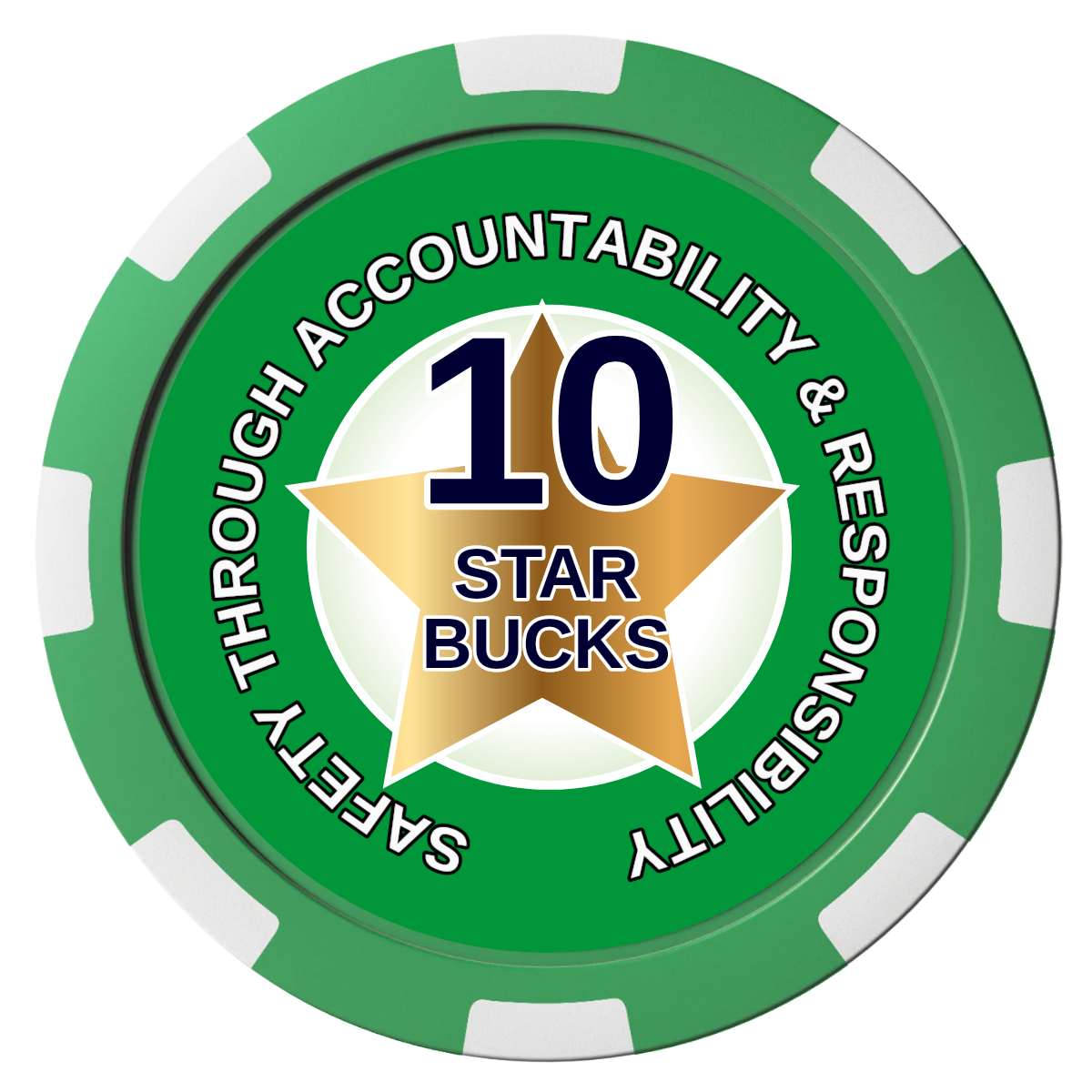 Safety Star Composite Poker Chips - Green / 8 Spot - Front