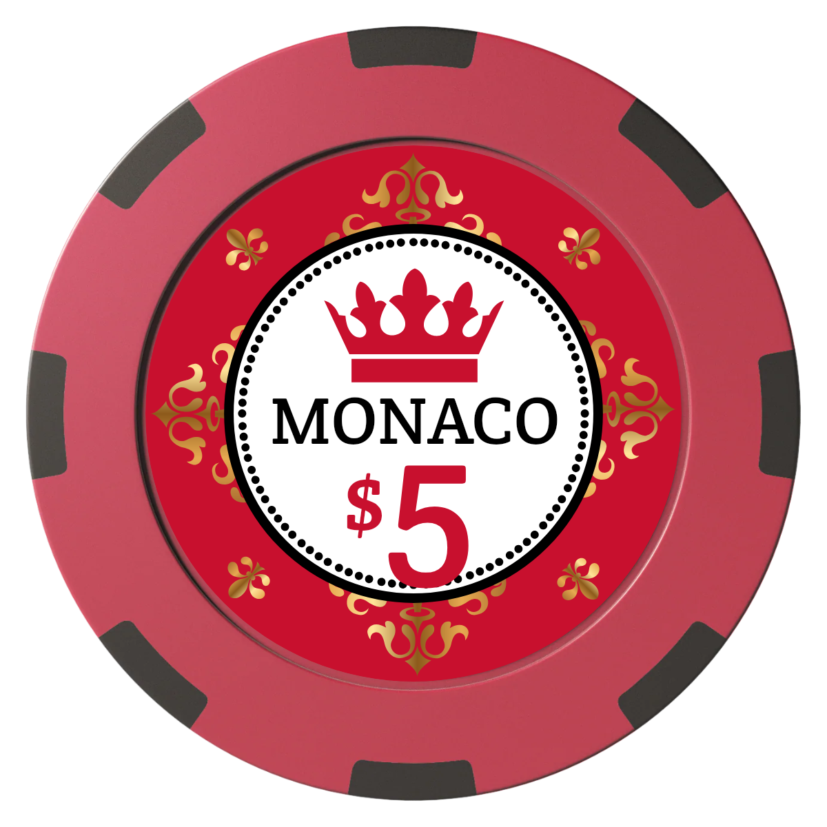 Monaco #001 Clay Poker Chips - Red / 8 Spot (2 Tone) / 40mm - Front