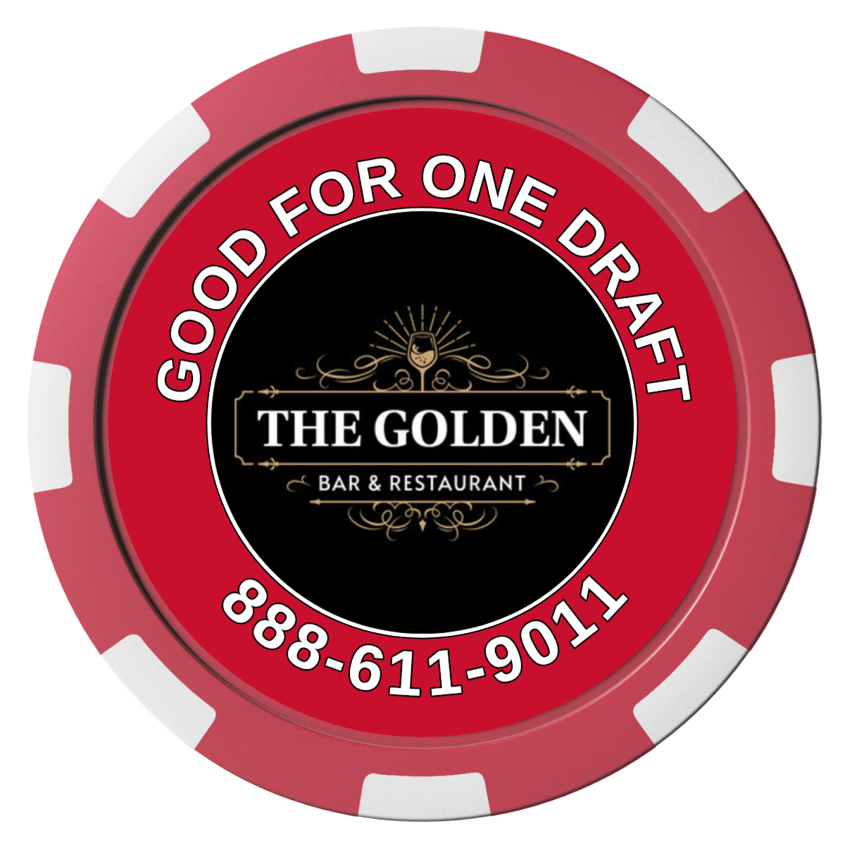 Branded Logo Bar Drink Token Composite Poker Chips - Red / 8 Spot - Front