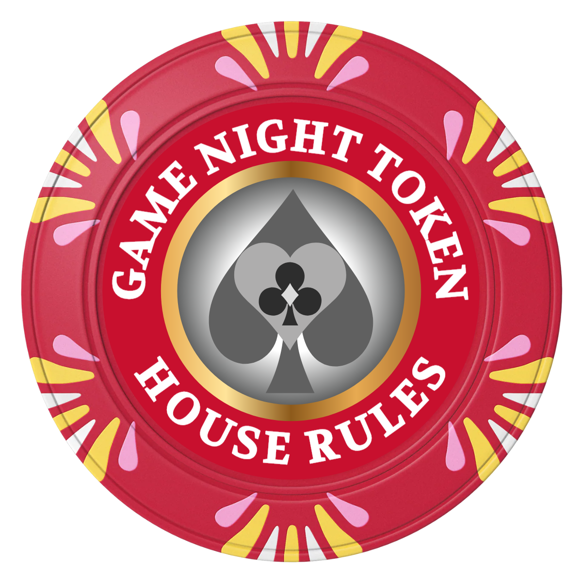 Stacked Suits Clay Poker Chips - Red / Macau / 40mm - Front