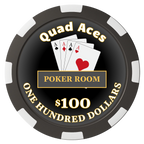 Quad Aces Magnetic Composite Poker Chips - Black / 8 Spot - Back