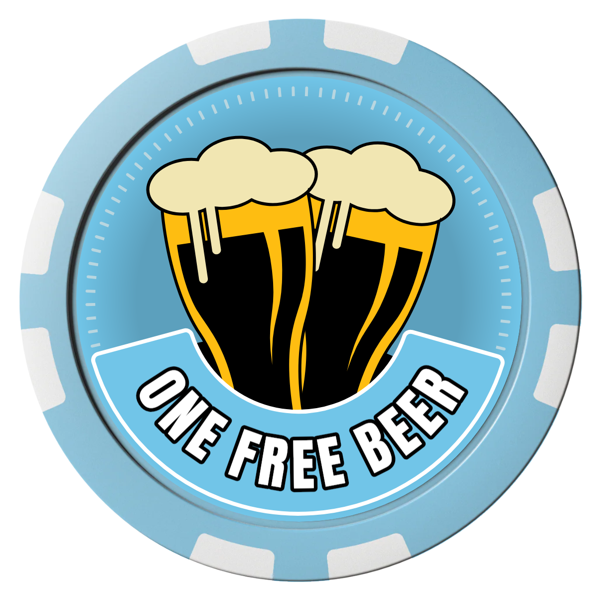 Double Pint 2 Composite Poker Chips - Light Blue / 8 Stripe - Front