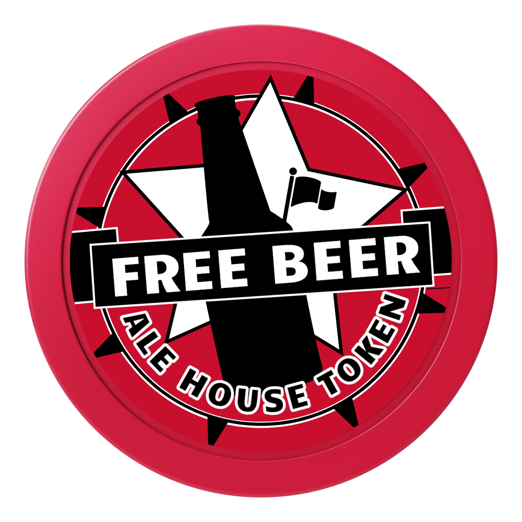 Free Beer Drink 2" Oversized Poker Chips - Red - Front