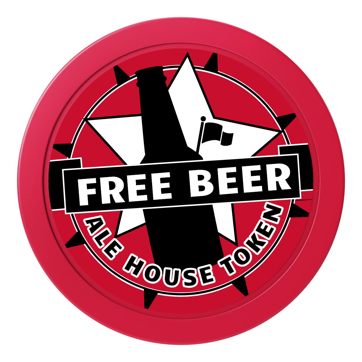 Free Beer Drink 2" Oversized Poker Chips - Red - Front
