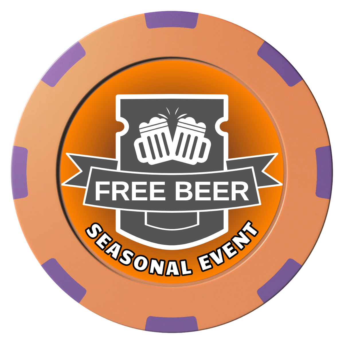Craft Beer #001 Clay Poker Chips - Orange / 8 Spot (2 Tone) / 40mm - Front