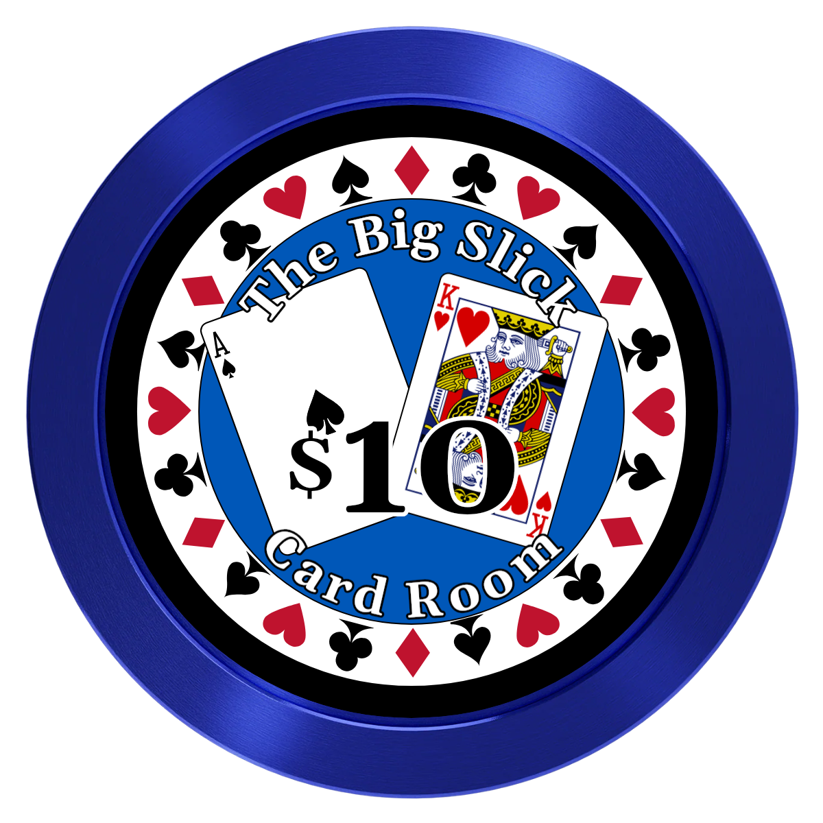 AK Big Slick Aluminum Poker Chips - Blue - Back