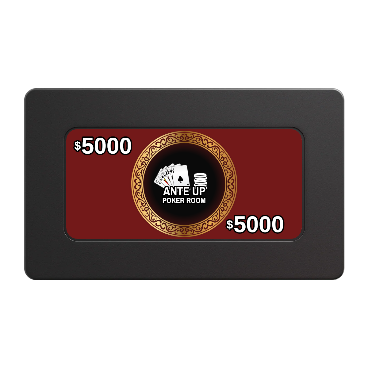 Ante Up Poker Room Rectangular Poker Chip Plaques - Black - Back