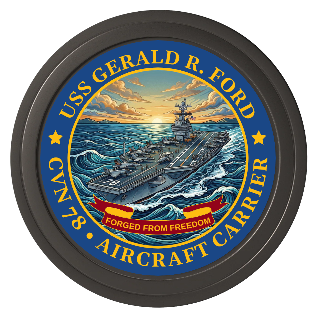 Navy USS Gerald Ford Composite Poker Chips - Black / Solid - Back