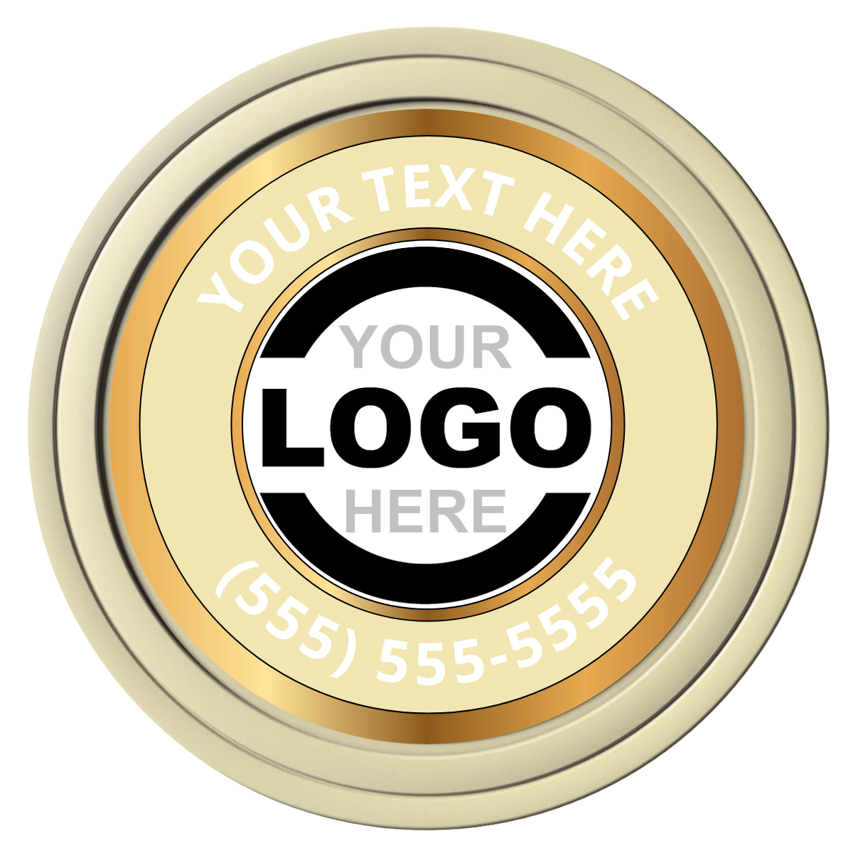 Simple Gold Ring Composite Poker Chips - Ivory / Solid - Front