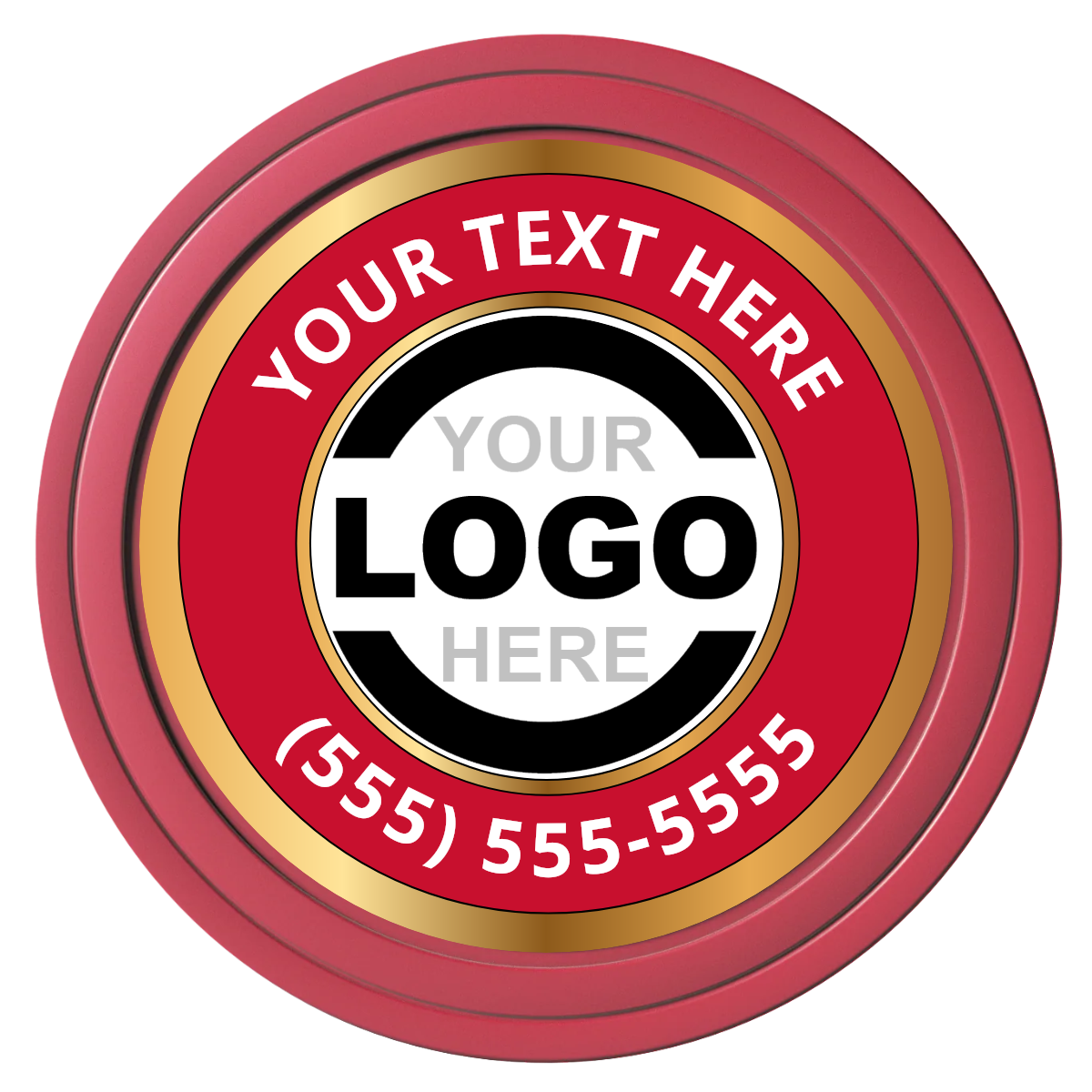 Simple Gold Ring Composite Poker Chips - Red / Solid - Front