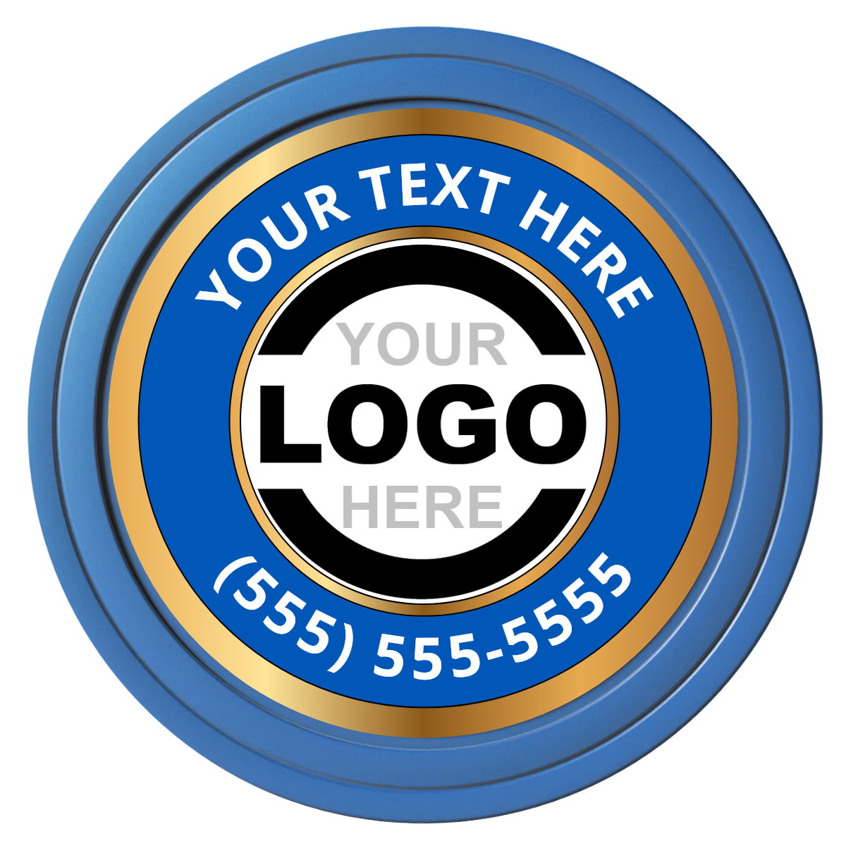 Simple Gold Ring Composite Poker Chips - Blue / Solid - Front