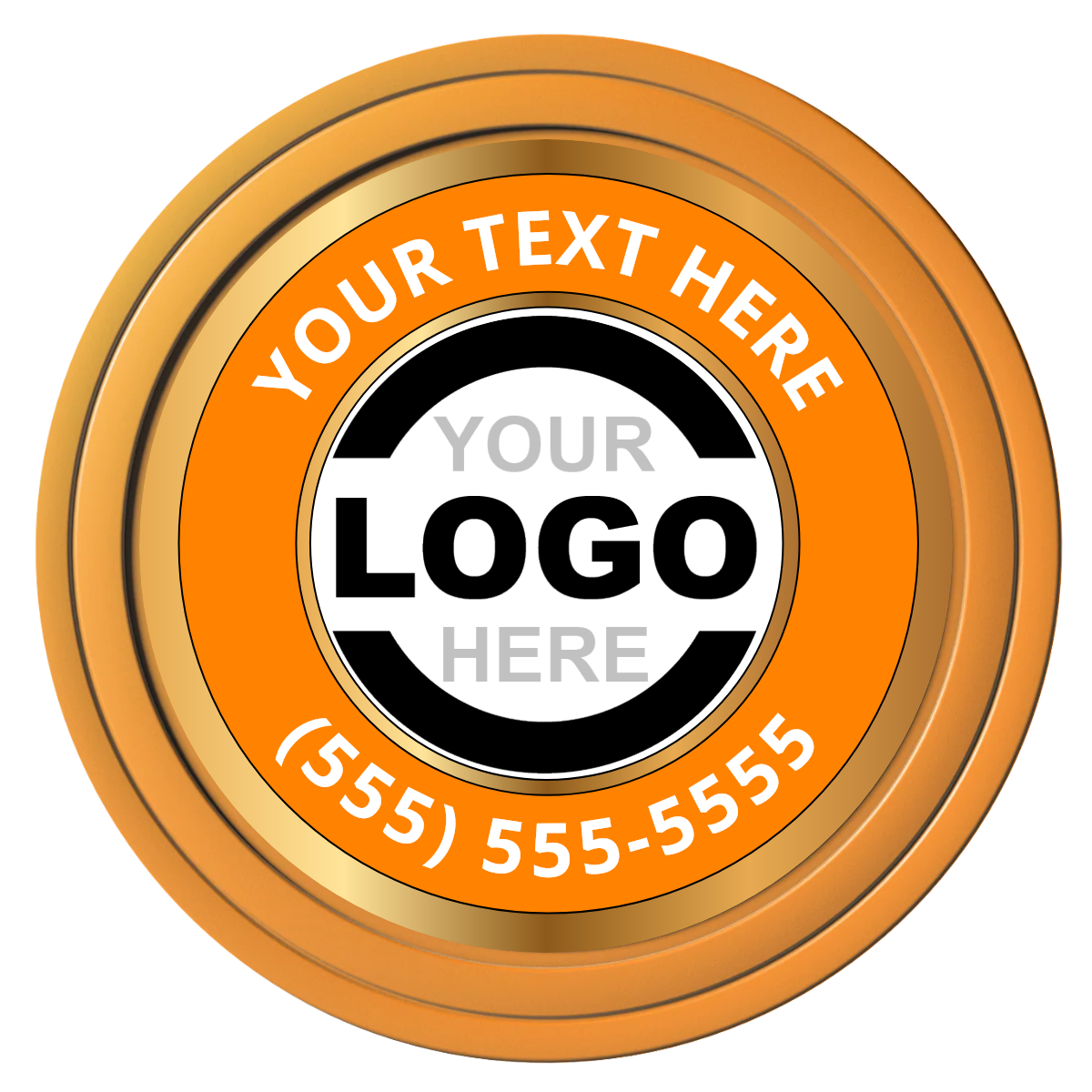 Simple Gold Ring Composite Poker Chips - Orange / Solid - Front