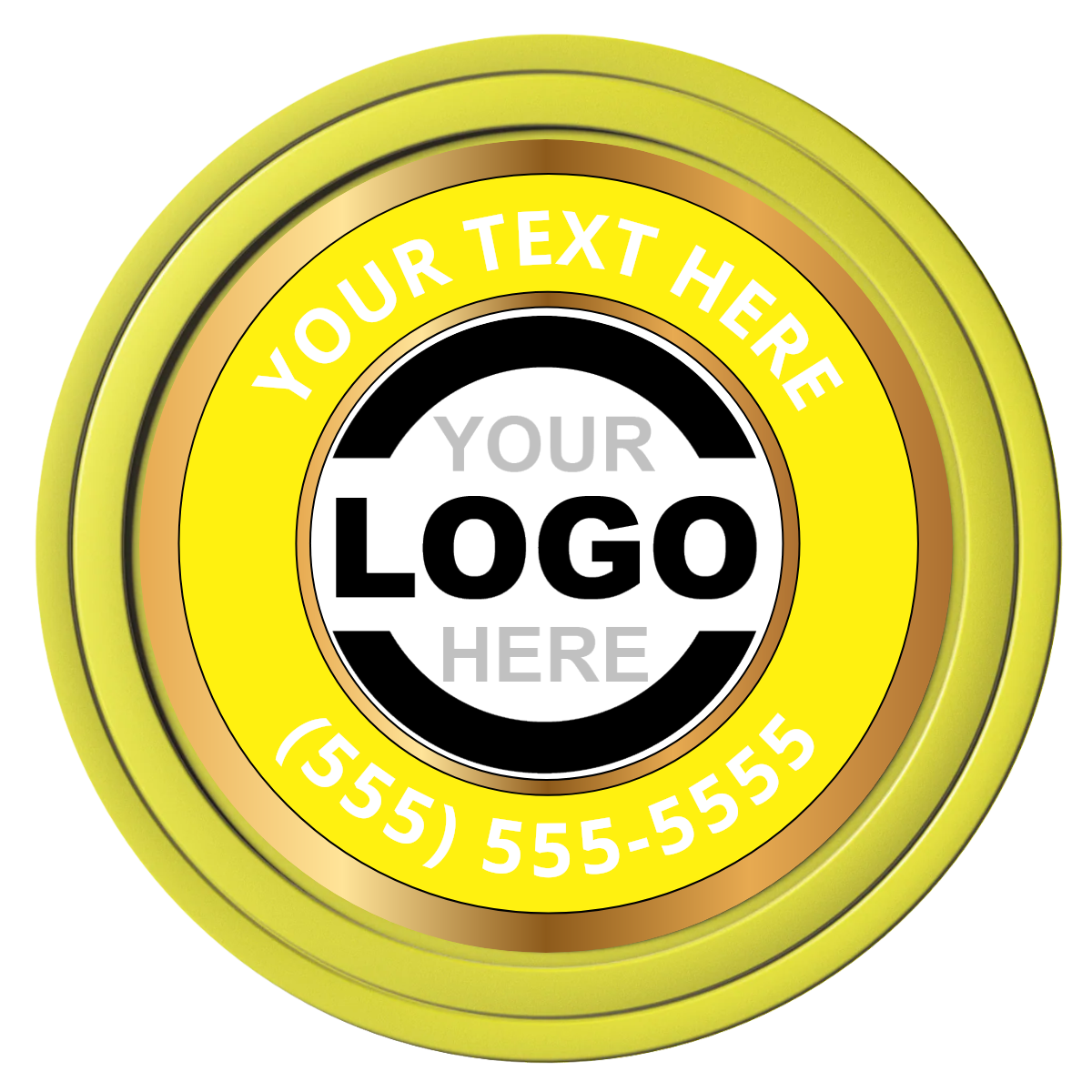 Simple Gold Ring Composite Poker Chips - Yellow / Solid - Front