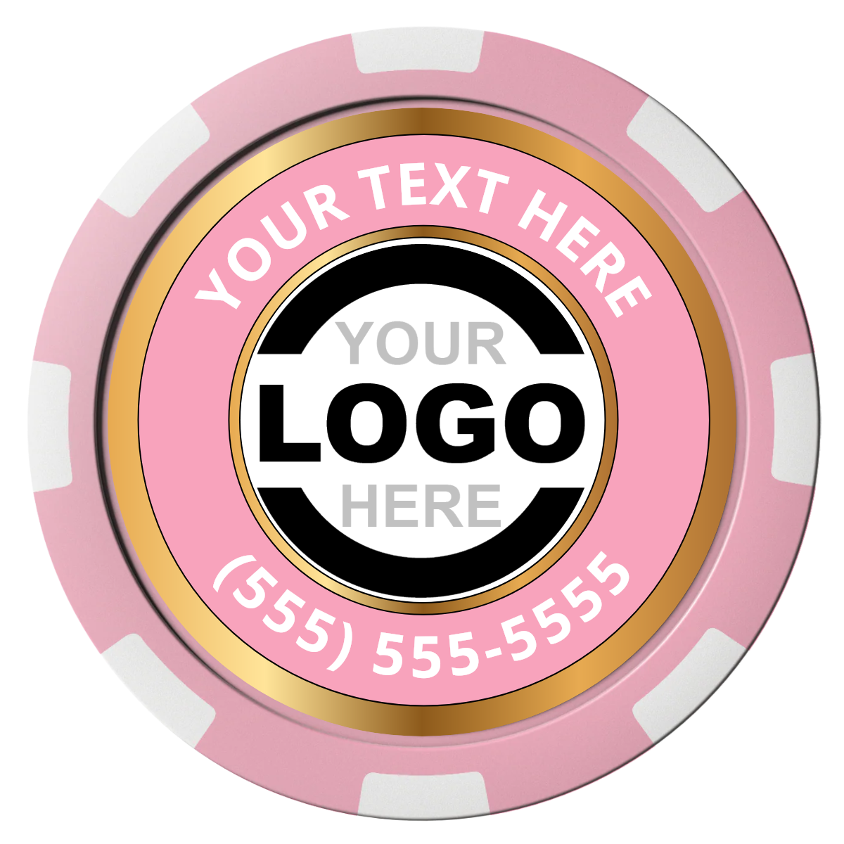 Simple Gold Ring Composite Poker Chips - Pink / 8 Spot - Front