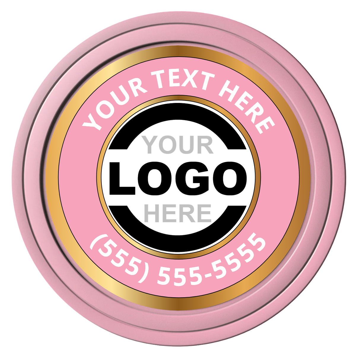 Simple Gold Ring Composite Poker Chips - Pink / Solid - Front