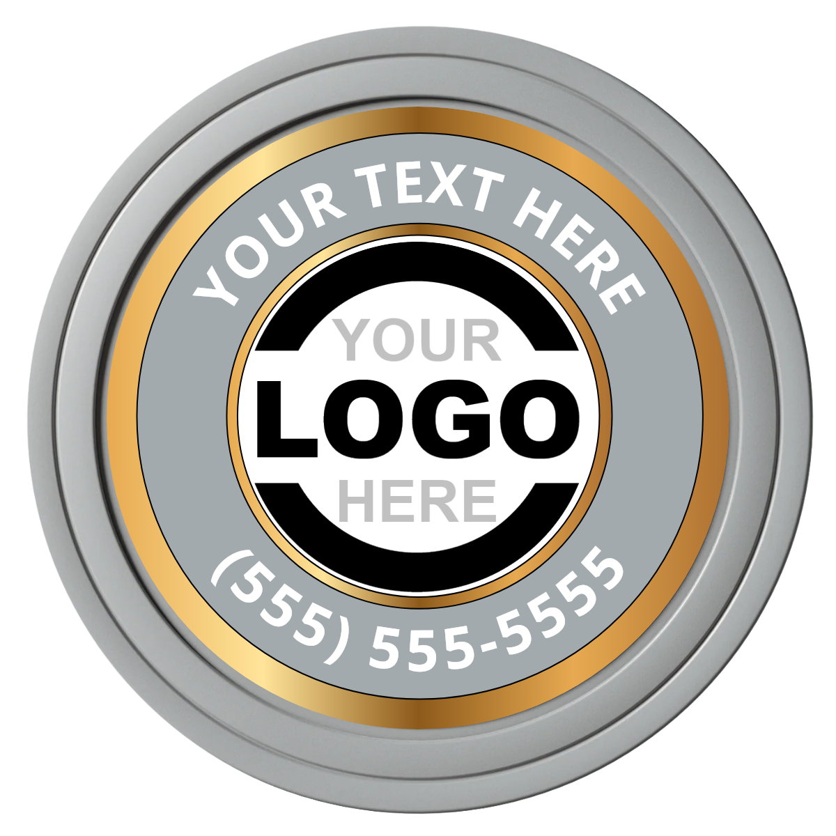 Simple Gold Ring Composite Poker Chips - Gray / Solid - Front