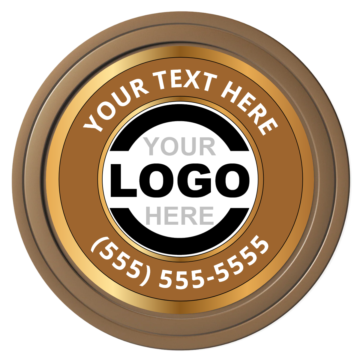 Simple Gold Ring Composite Poker Chips - Brown / Solid - Front