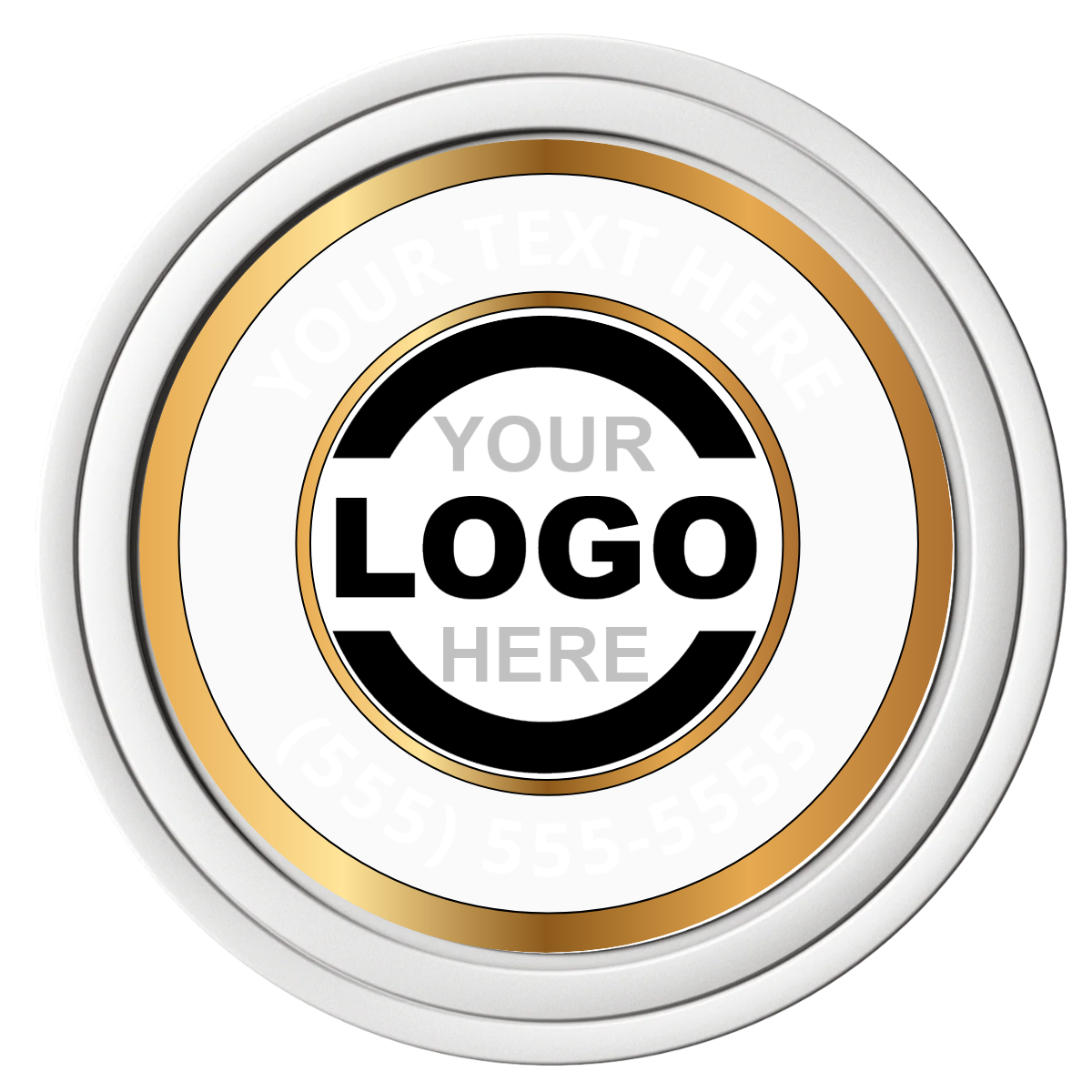 Simple Gold Ring Composite Poker Chips - White / Solid - Front