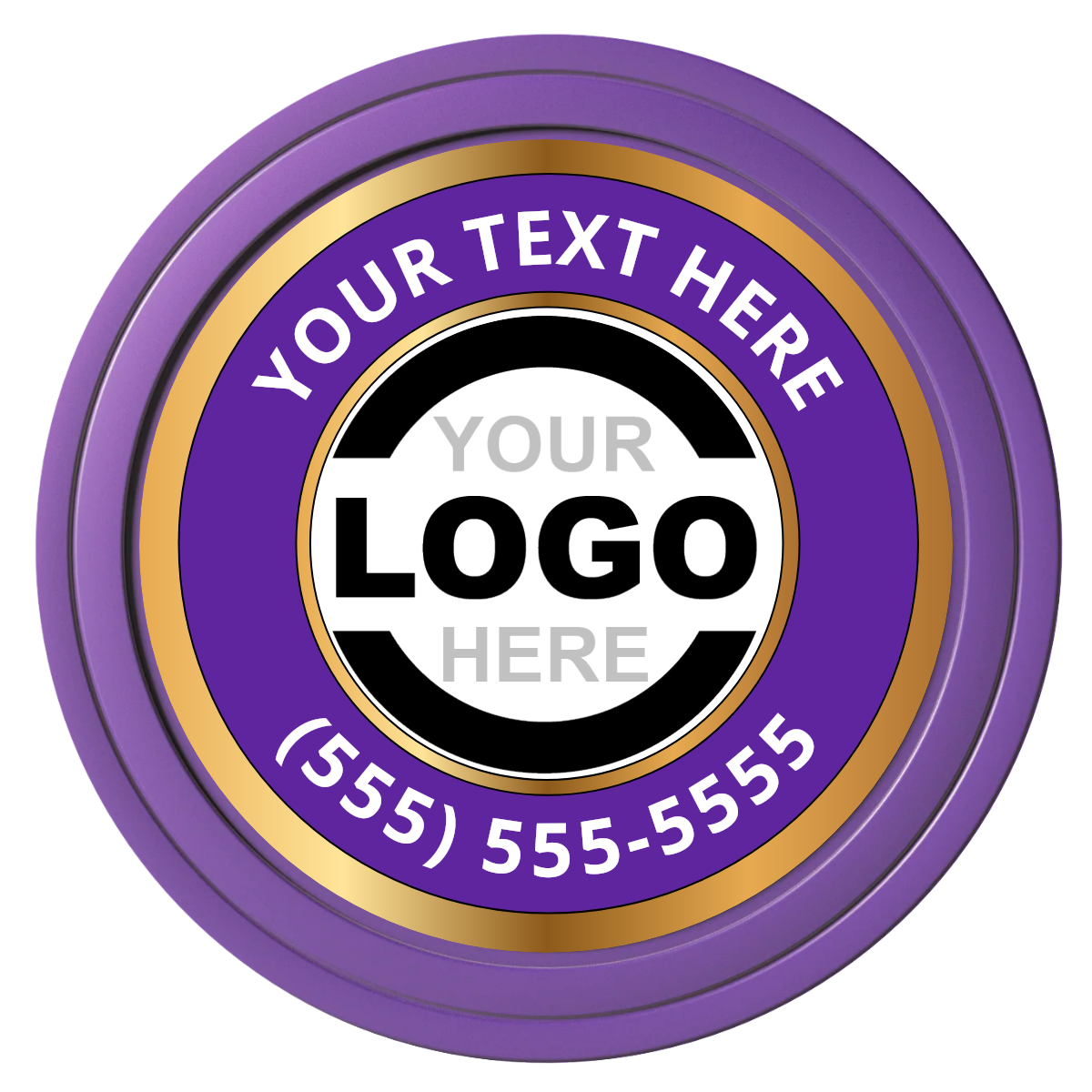 Simple Gold Ring Composite Poker Chips - Purple / Solid - Front