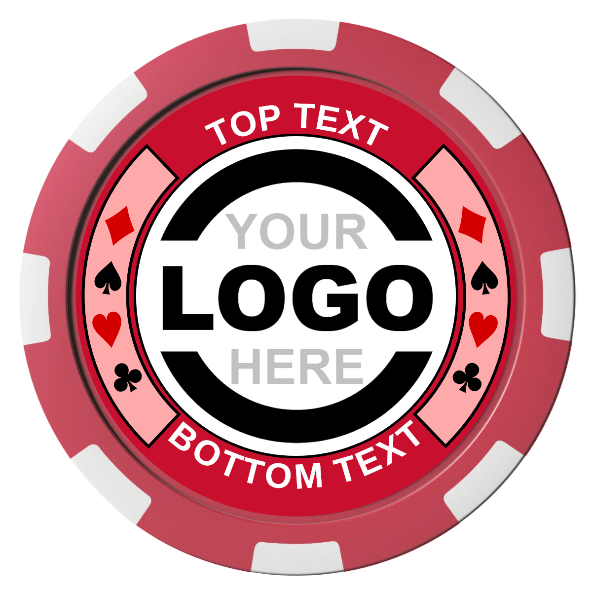 Two Tone Suits Composite Poker Chips - Red / 8 Spot - Front