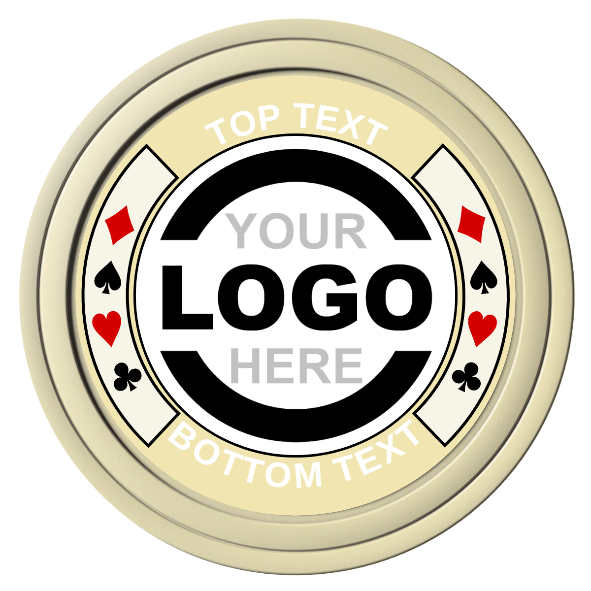 Two Tone Suits Composite Poker Chips - Ivory / Solid - Front