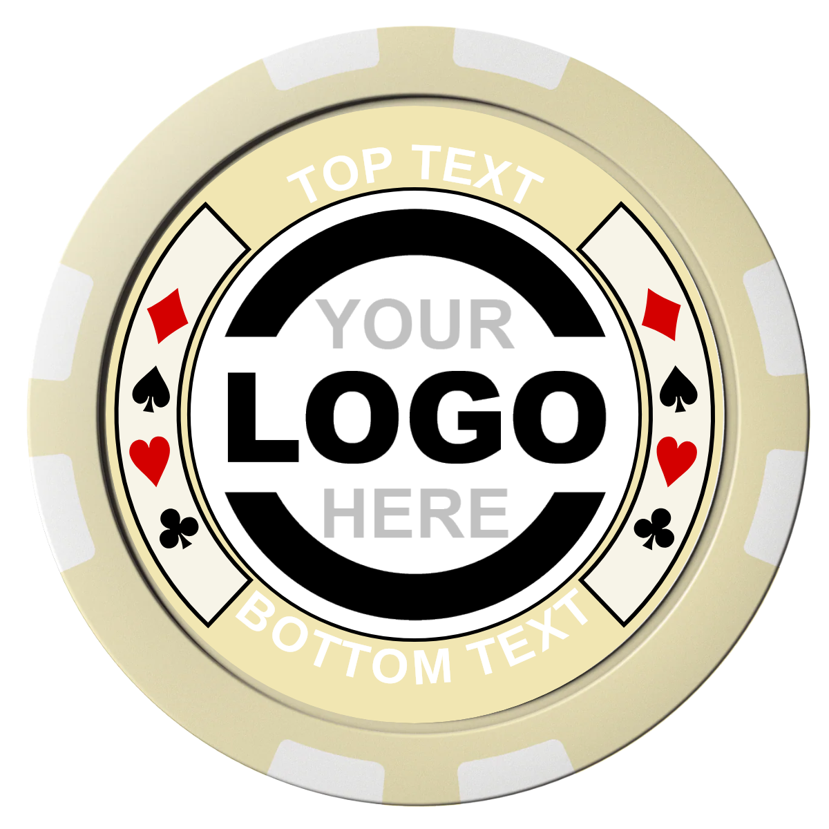 Two Tone Suits Composite Poker Chips - Ivory / 8 Stripe - Front