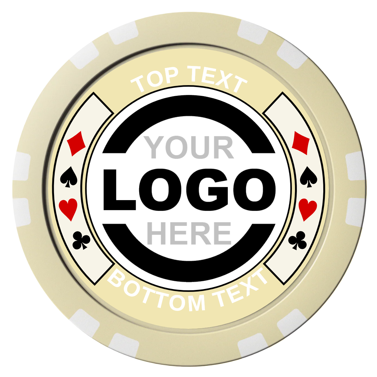 Two Tone Suits Composite Poker Chips - Ivory / Double Stripe - Front