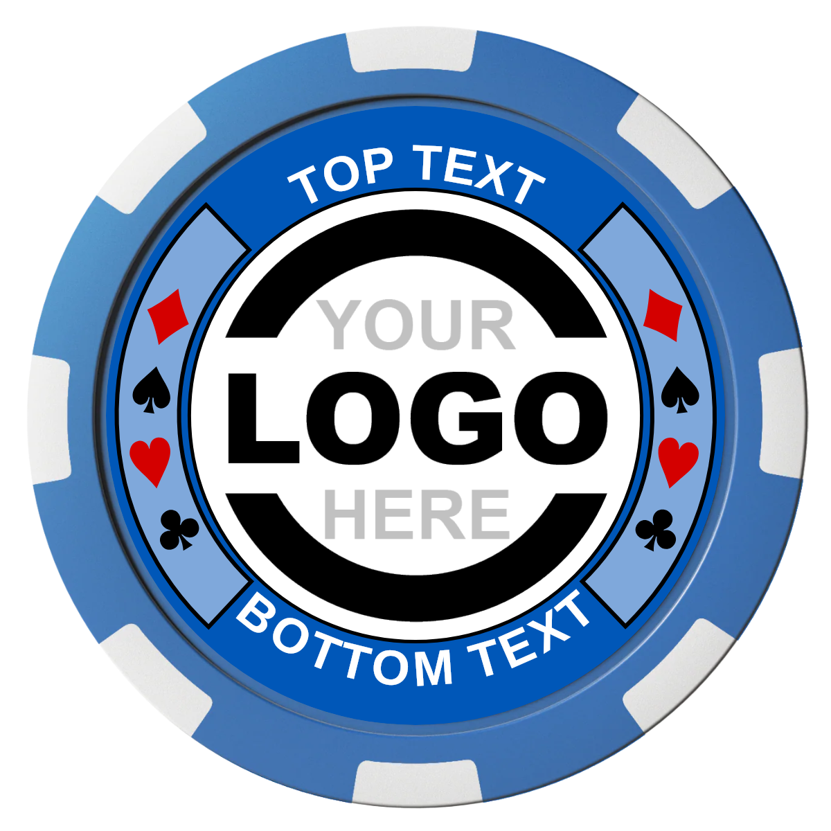 Two Tone Suits Composite Poker Chips - Blue / 8 Spot - Front