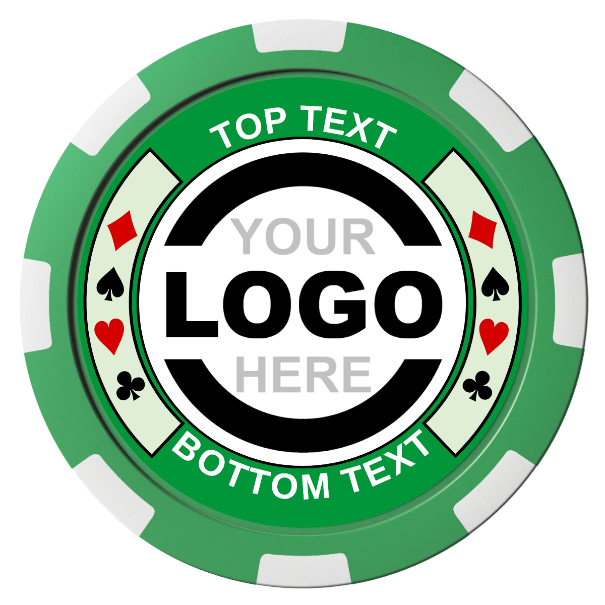 Two Tone Suits Composite Poker Chips - Green / 8 Spot - Front