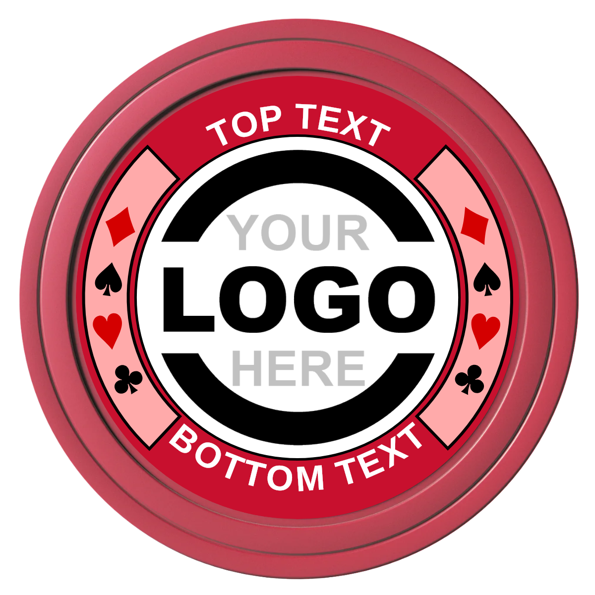 Two Tone Suits Composite Poker Chips - Red / Solid - Front