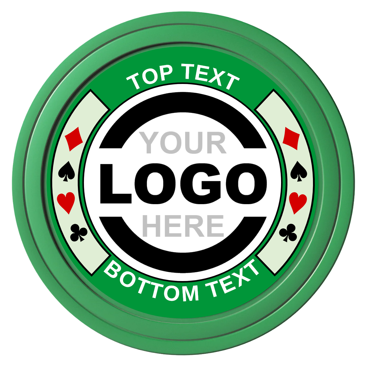 Two Tone Suits Composite Poker Chips - Green / Solid - Front