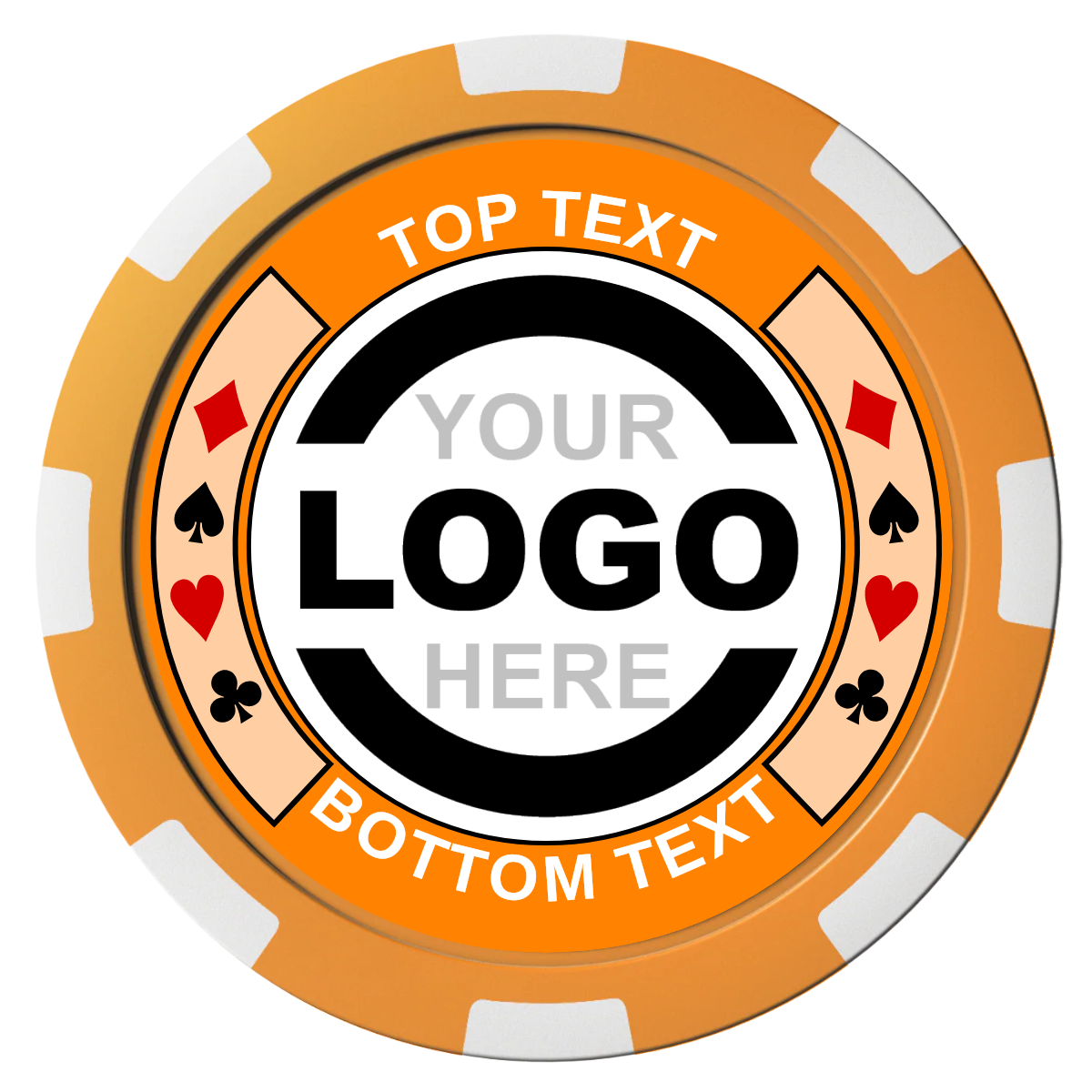 Two Tone Suits Composite Poker Chips - Orange / 8 Spot - Front