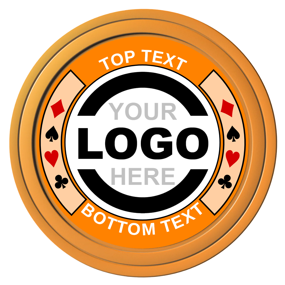 Two Tone Suits Composite Poker Chips - Orange / Solid - Front