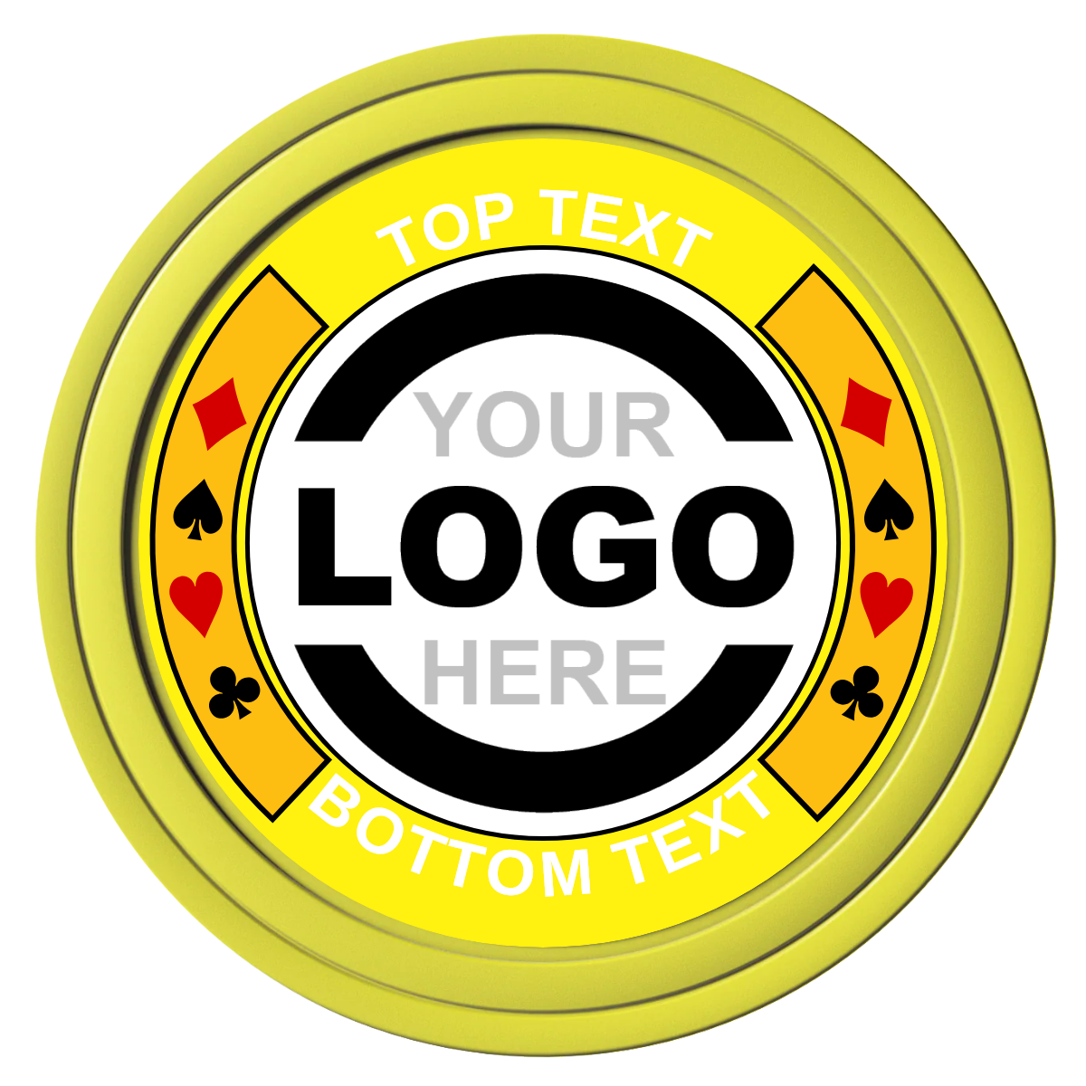 Two Tone Suits Composite Poker Chips - Yellow / Solid - Front