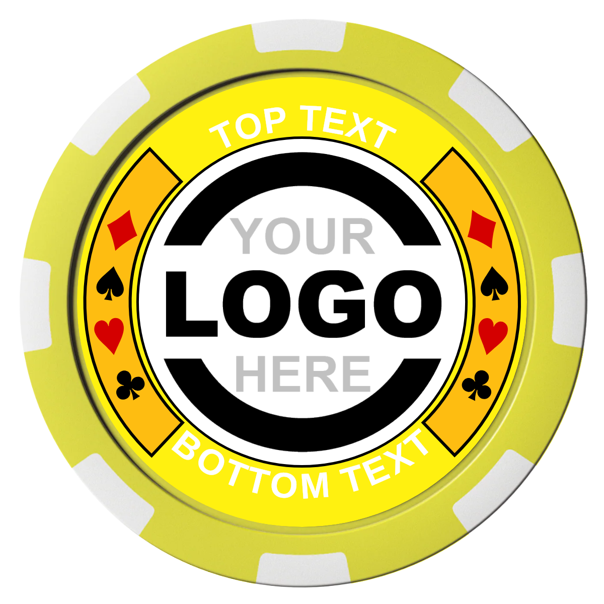 Two Tone Suits Composite Poker Chips - Yellow / 8 Stripe - Front