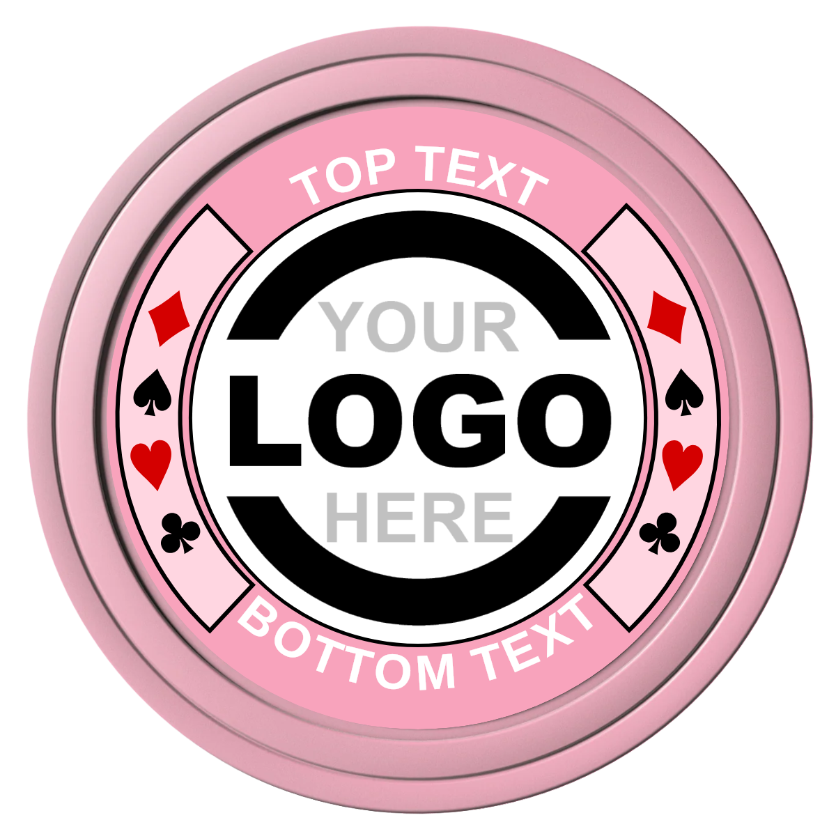 Two Tone Suits Composite Poker Chips - Pink / Solid - Front