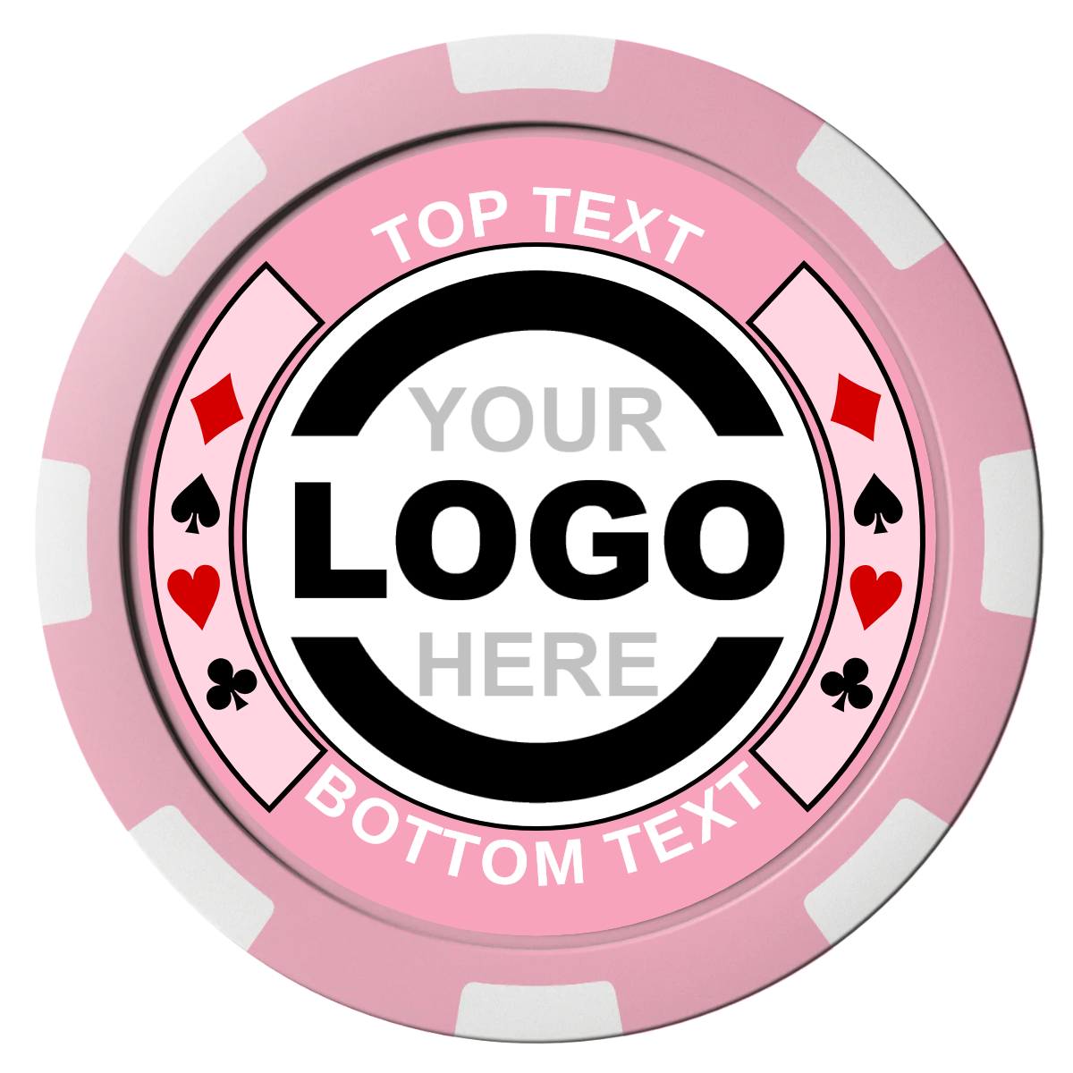 Two Tone Suits Composite Poker Chips - Pink / 8 Spot - Front