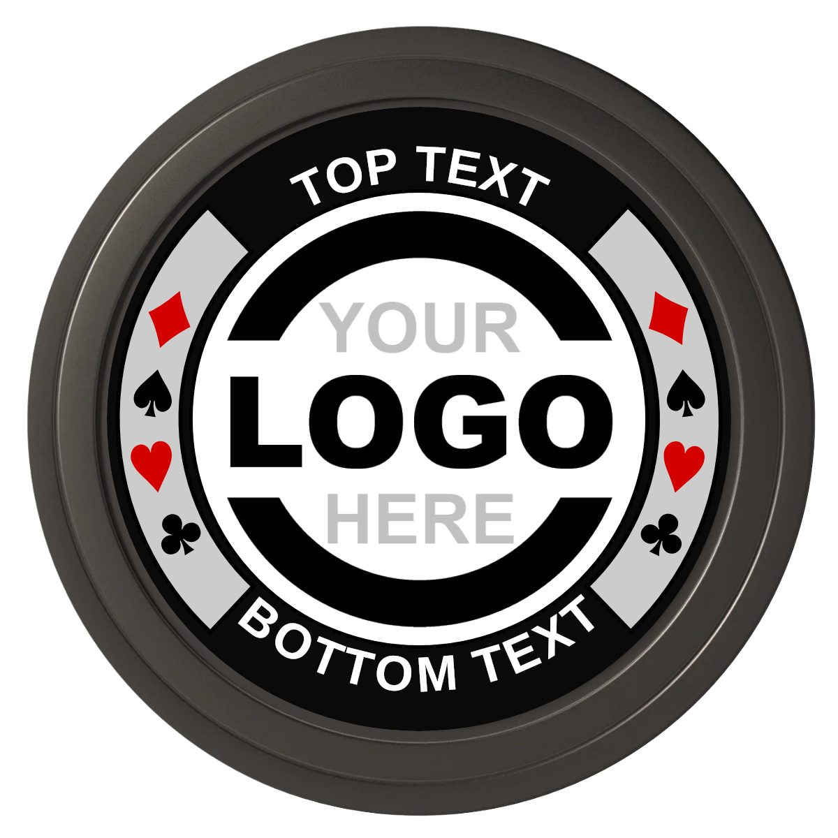 Two Tone Suits Composite Poker Chips - Black / Solid - Front