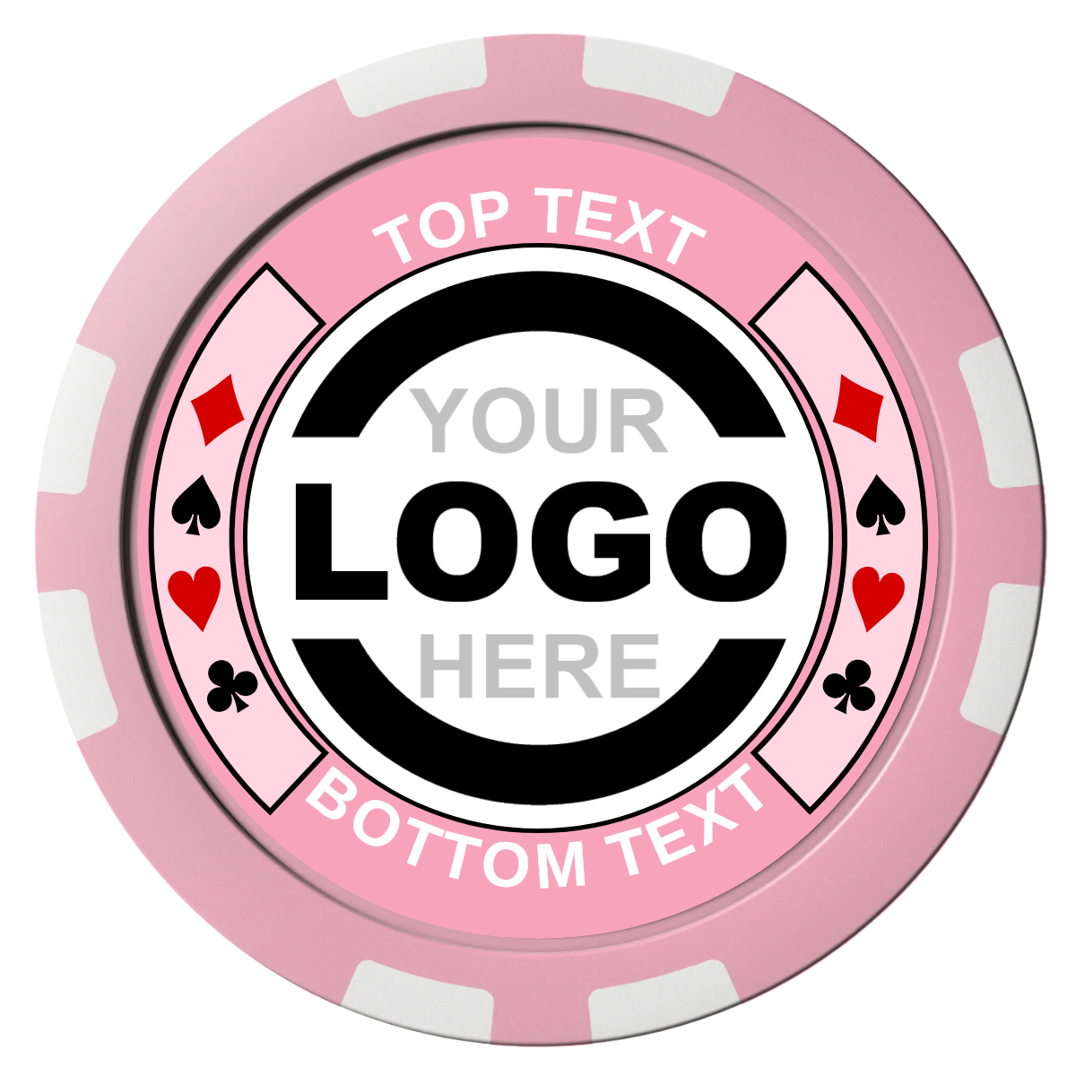 Two Tone Suits Composite Poker Chips - Pink / 8 Stripe - Front