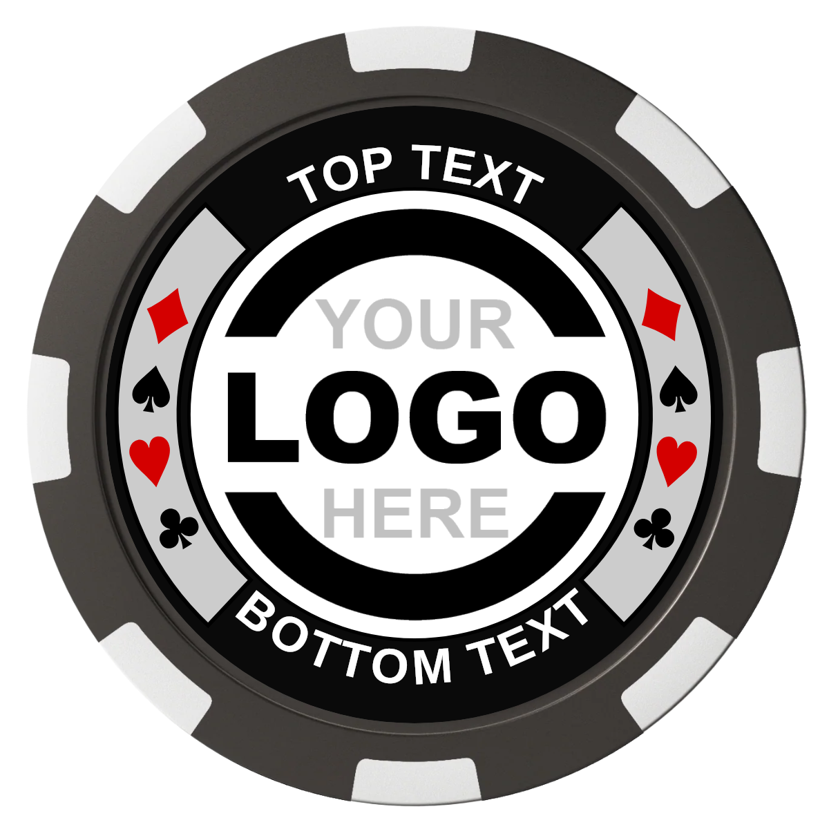 Two Tone Suits Composite Poker Chips - Black / 8 Spot - Front