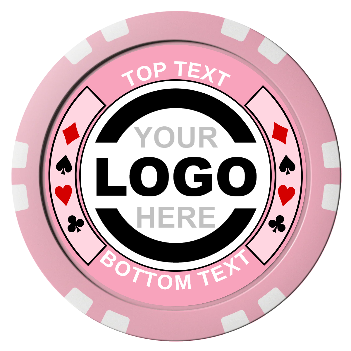 Two Tone Suits Composite Poker Chips - Pink / Double Stripe - Front
