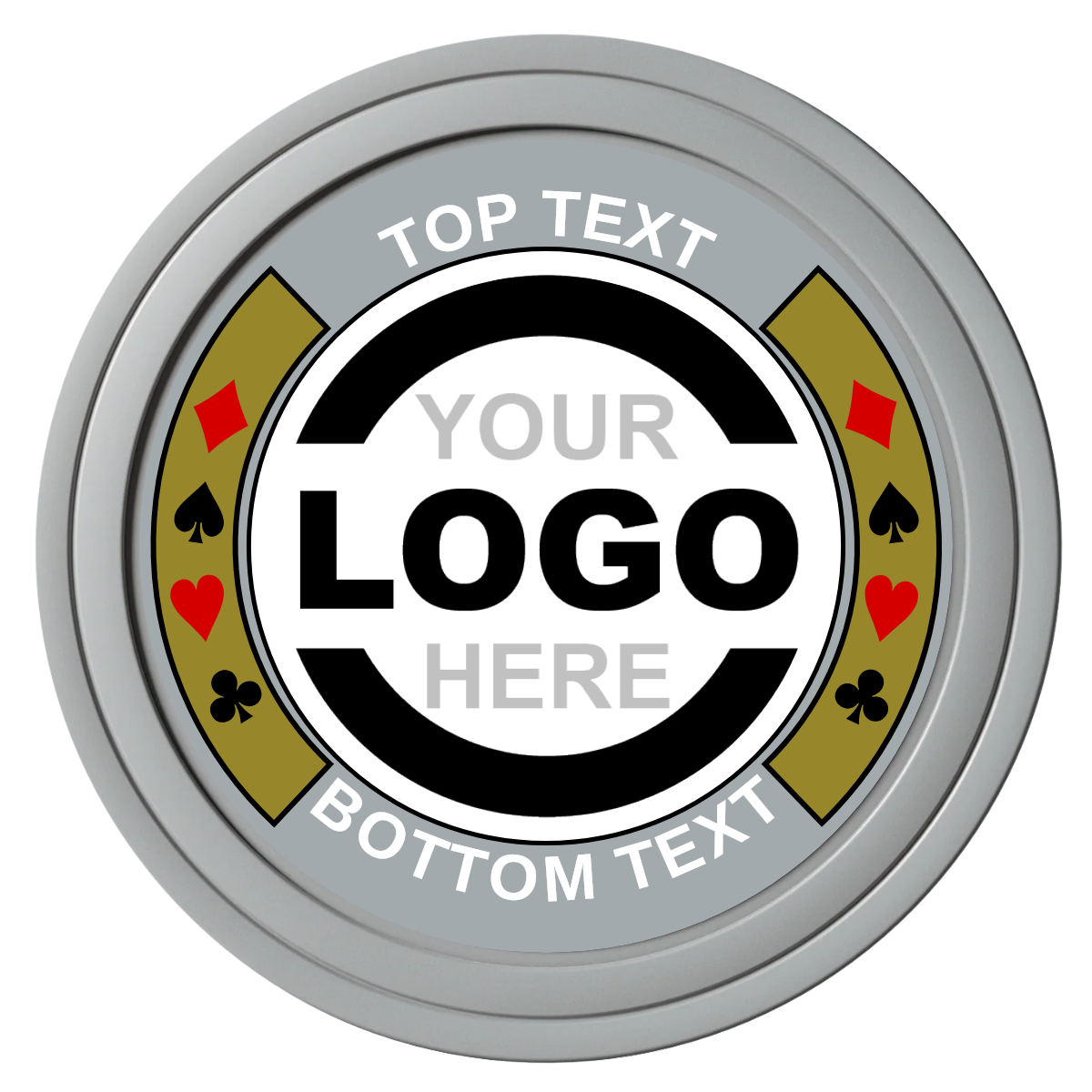 Two Tone Suits Composite Poker Chips - Gray / Solid - Front