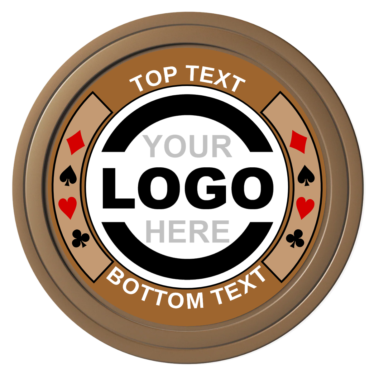 Two Tone Suits Composite Poker Chips - Brown / Solid - Front