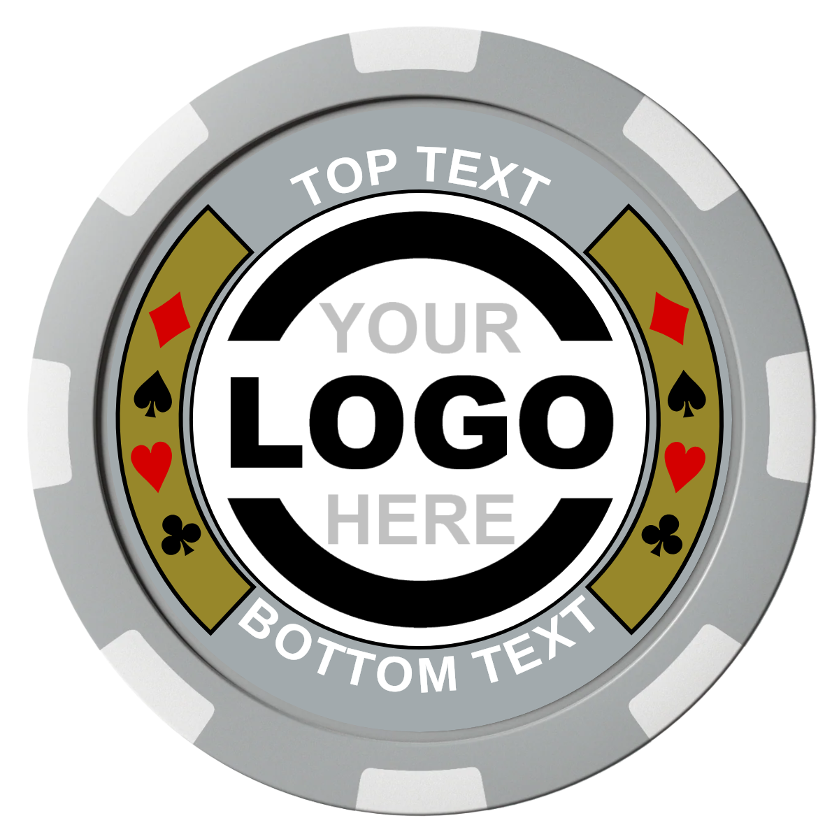 Two Tone Suits Composite Poker Chips - Gray / 8 Spot - Front