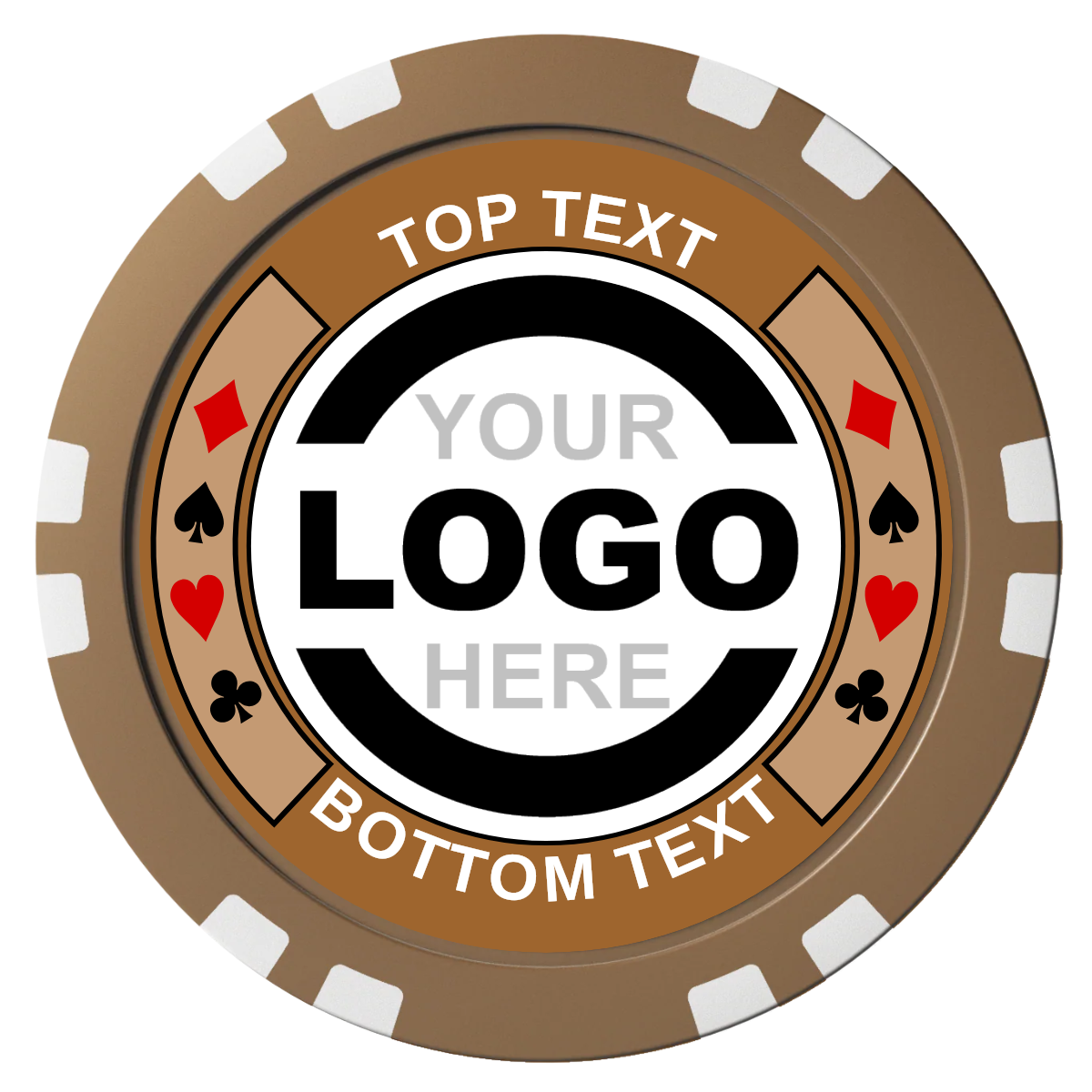Two Tone Suits Composite Poker Chips - Brown / Double Stripe - Front