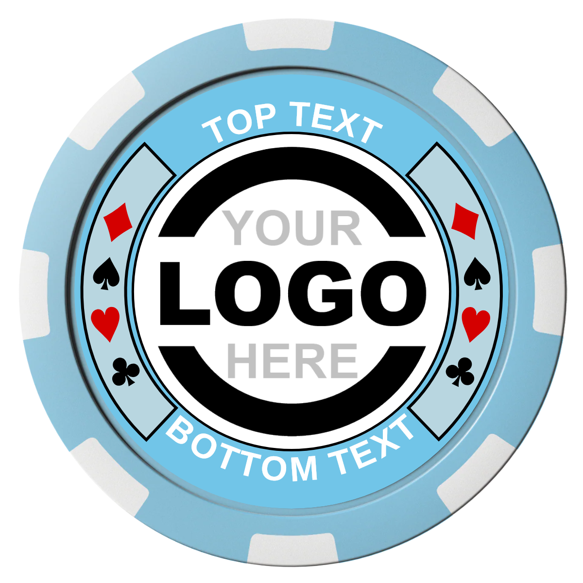 Two Tone Suits Composite Poker Chips - Light Blue / 8 Spot - Front