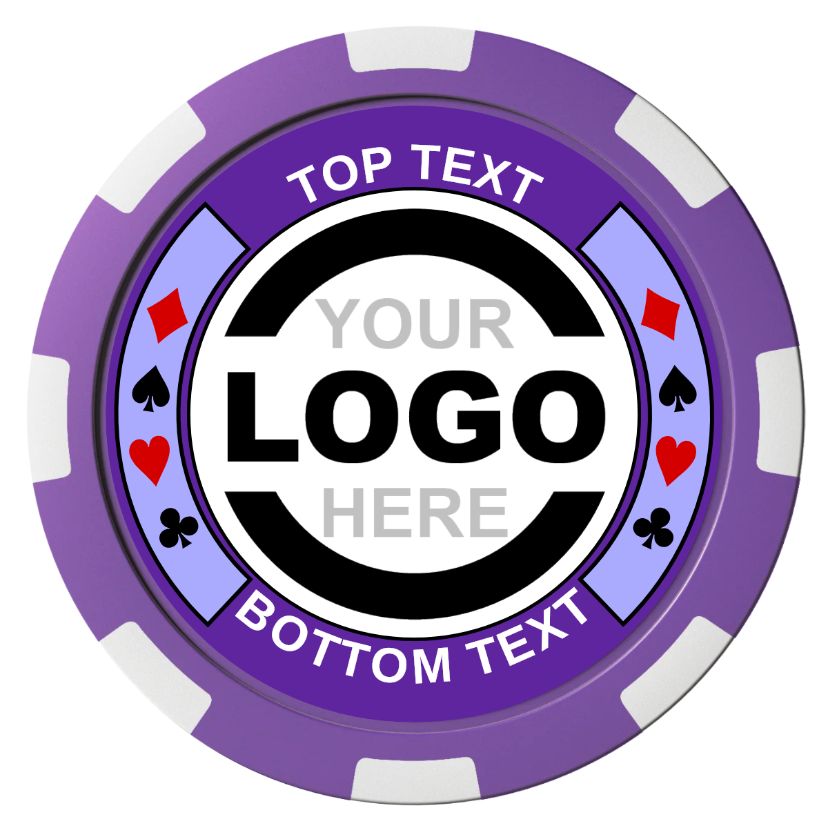 Two Tone Suits Composite Poker Chips - Purple / 8 Spot - Front