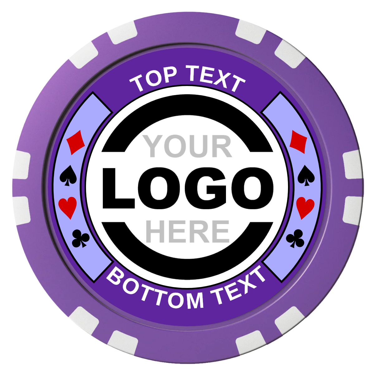 Two Tone Suits Composite Poker Chips - Purple / Double Stripe - Front