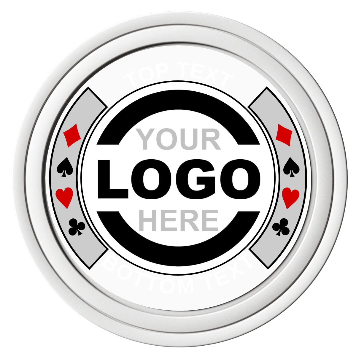 Two Tone Suits Composite Poker Chips - White / Solid - Front